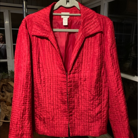 WOW! Chicos Red Dressy Blazer, SZ 2 w 3 close loop - Picture 1 of 5